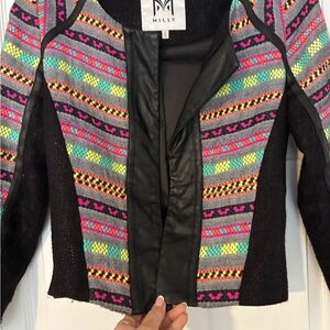 Milly Women's Multicolor Patterned Blazer with Black Trim
